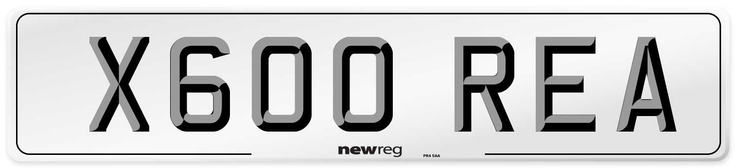 X600 REA Number Plate from New Reg